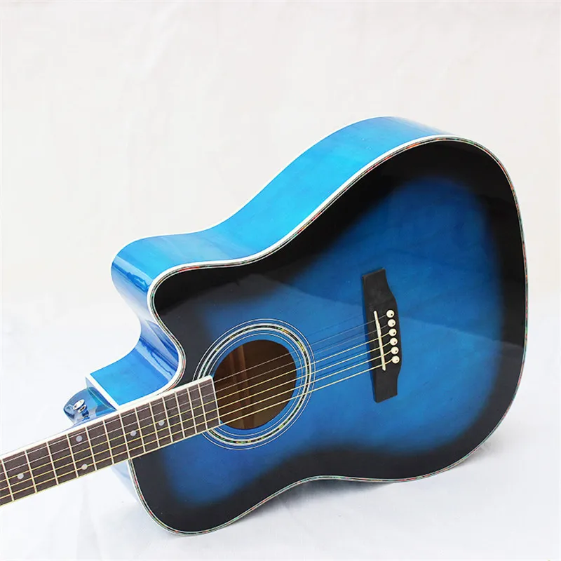 

41-48 NEW 41 inch glossy paint blue color Acoustic Guitar Rosewood Fingerboard guitarra with tuner strings