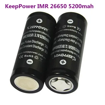 

4pcs/lot KeepPower 26650 IMR26650 5200mah max 30A discharge 3.7V Li-ion Rechargeable Battery for Electronic cigarette Battery