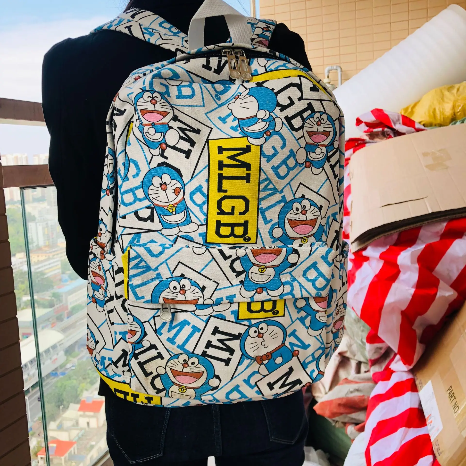 

doraemon white cat 15" backpack travel tote laptop school bags anime knapsack packsack rucksack unisex bag new