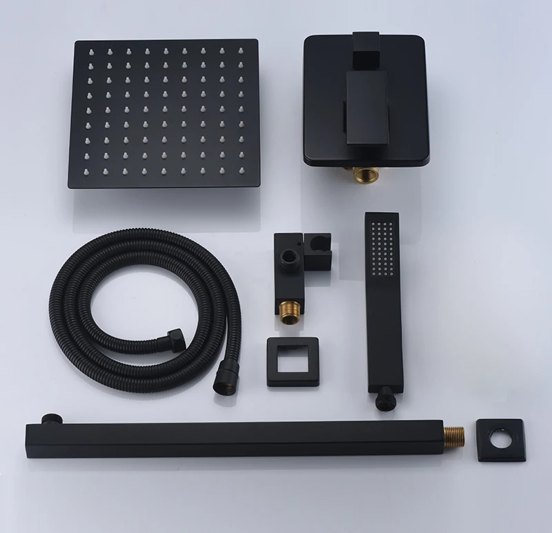 8 Matte Black Shower System Contain Shower Faucet Rough-in Valve Body and Shower Set (24)