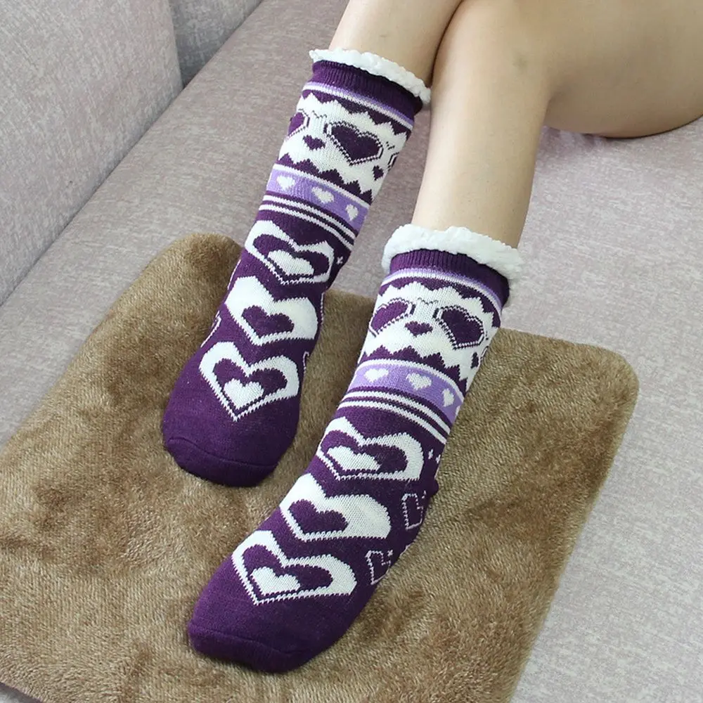 1pair New Winter Keep Warm Thicken Socks Snow Floor Sock Women Cute Cotton Plush Flip Flop