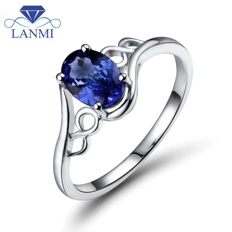 LANMI элегантное кольцо 18Kt белое золото натуральный танзанит для женщин свадебный
