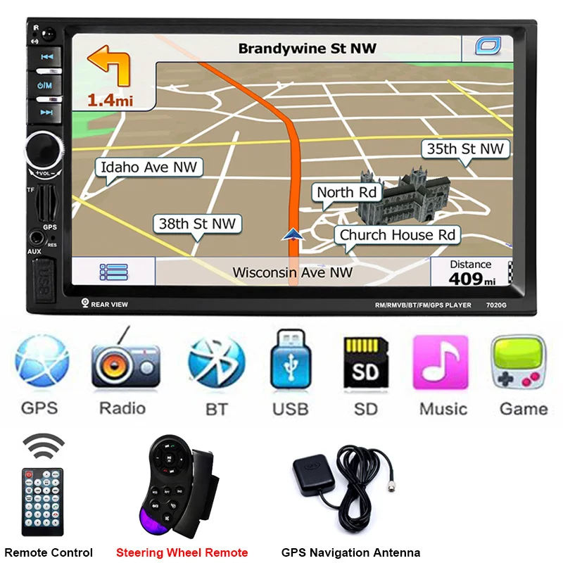 2Din gps камера заднего вида Центральная Multimidia 2 Din 7 ''Bluetooth MP5 MP3 музыкальный видео плеер Мультимедиа Радио авторадио Зеркало Ссылка - Цвет: D-Player Steering