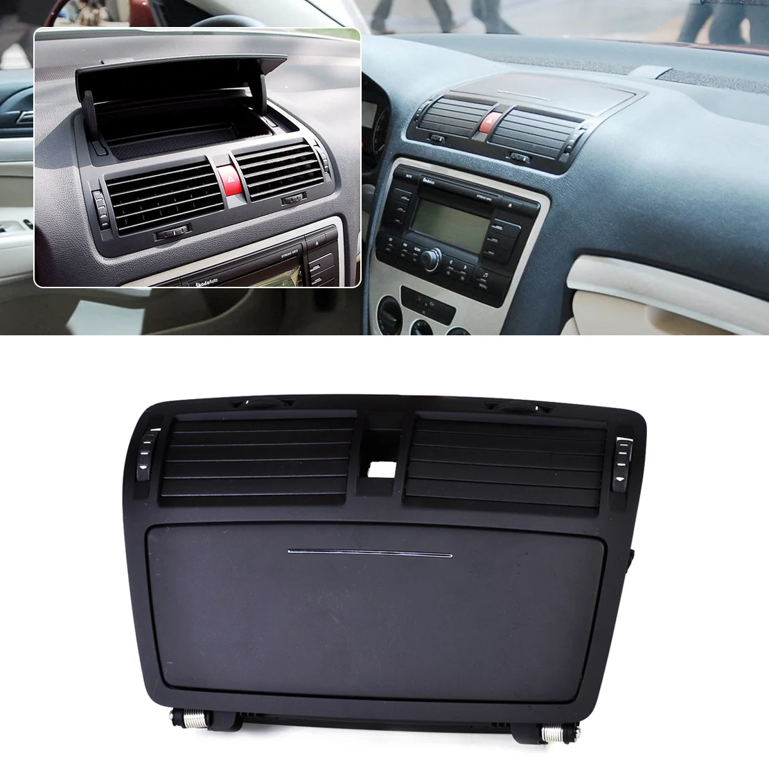 

DWCX New Black Dashboard Center Console Air Vent Outlet Storage1Z0820951B 1Z0820951C 1Z0820951D for Skoda Octavia MK2 2004-2013