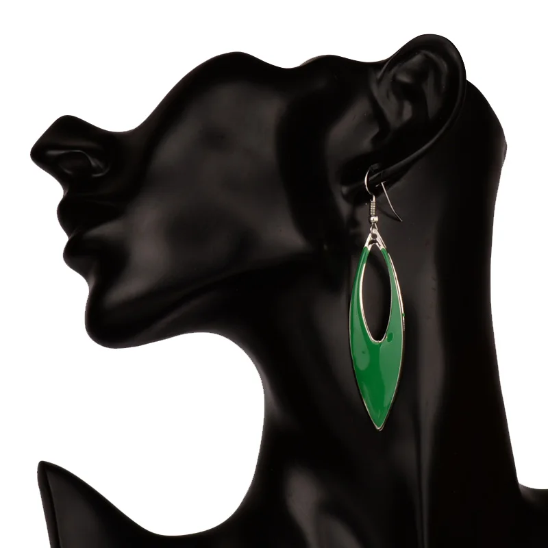 

7.5cm Long Earrings For Women Earring Hanging Bohemian 6 Color Enamel Silver Tone Geometric Spike Earings Fashion Jewelry