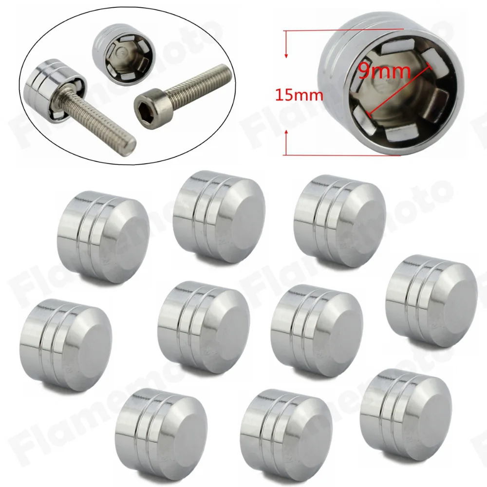 

Motorcycle Head Bolt Schrauben Motor Bolt Cover Cap Screw Inner 9mm 3/8"Chrome CNC For Harley Twin Cam Dyna Softail Sportster