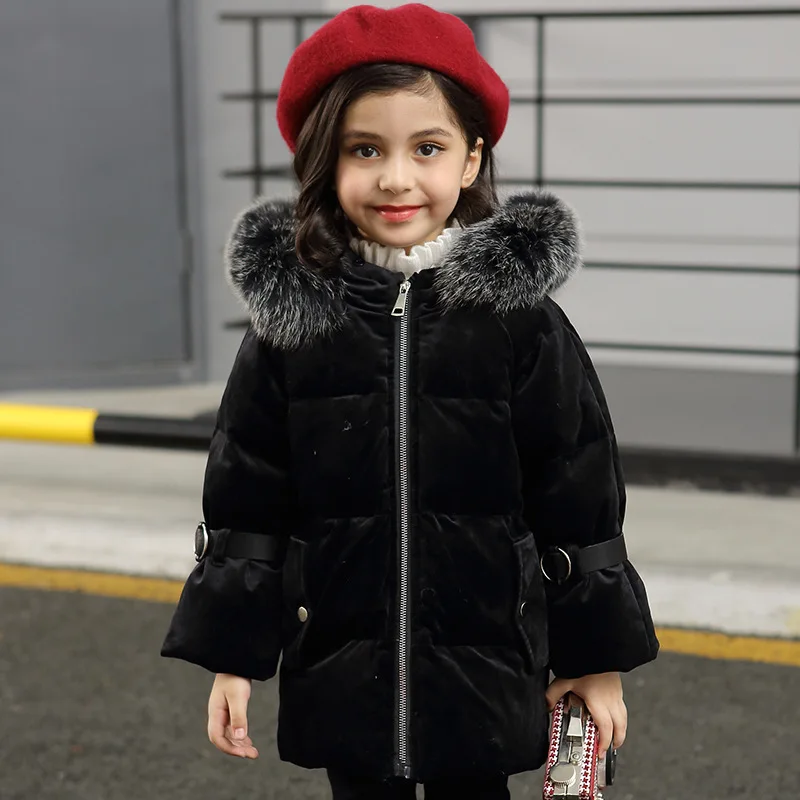 

2018 Kids Winter Jacket Down Girls Outwear Coats Parkas Childrens Warm Jacket Girl Winter Jackets Fur Hooded Coat Girl Clothes