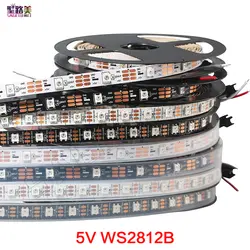 1 м/4 м/5 м WS2812B черный/белый 30/60/144 светодиодов/м ws2812ic 30/60/144 LED пикселей адресный DC5V мечта Цвет умный светодиодные полосы света