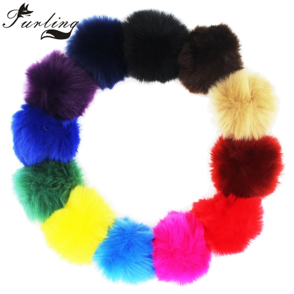 Меховые помпоны Furling DIY 1 шт. отличные 8 см из искусственного меха для вязания шляп