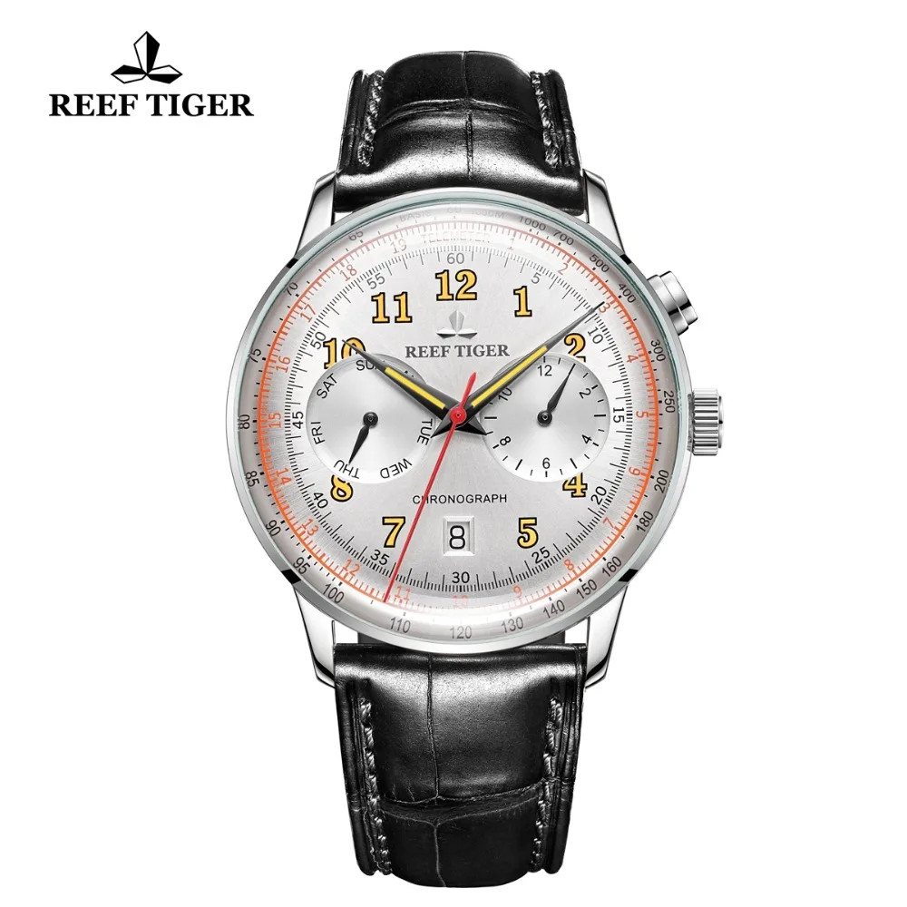Reef Tiger/RT классические винтажные часы мужские автоматические светящиеся из