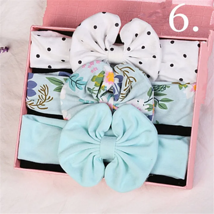 10 3Pcsset Baby Headband Headwear Wedding Gifts For Guests Gift Box Packed Children Cotton Bowknot Hairband Headwear Party Decor