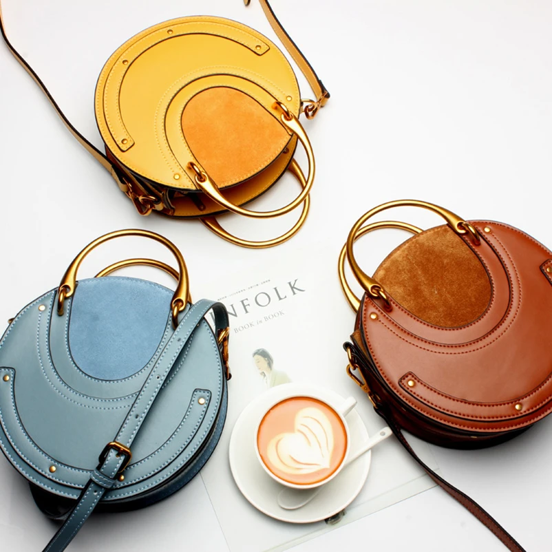 Nevenka Geniune Leather Shoulder Bag Female Round Bag Girls Circle Crossbody Bag for Women 201808