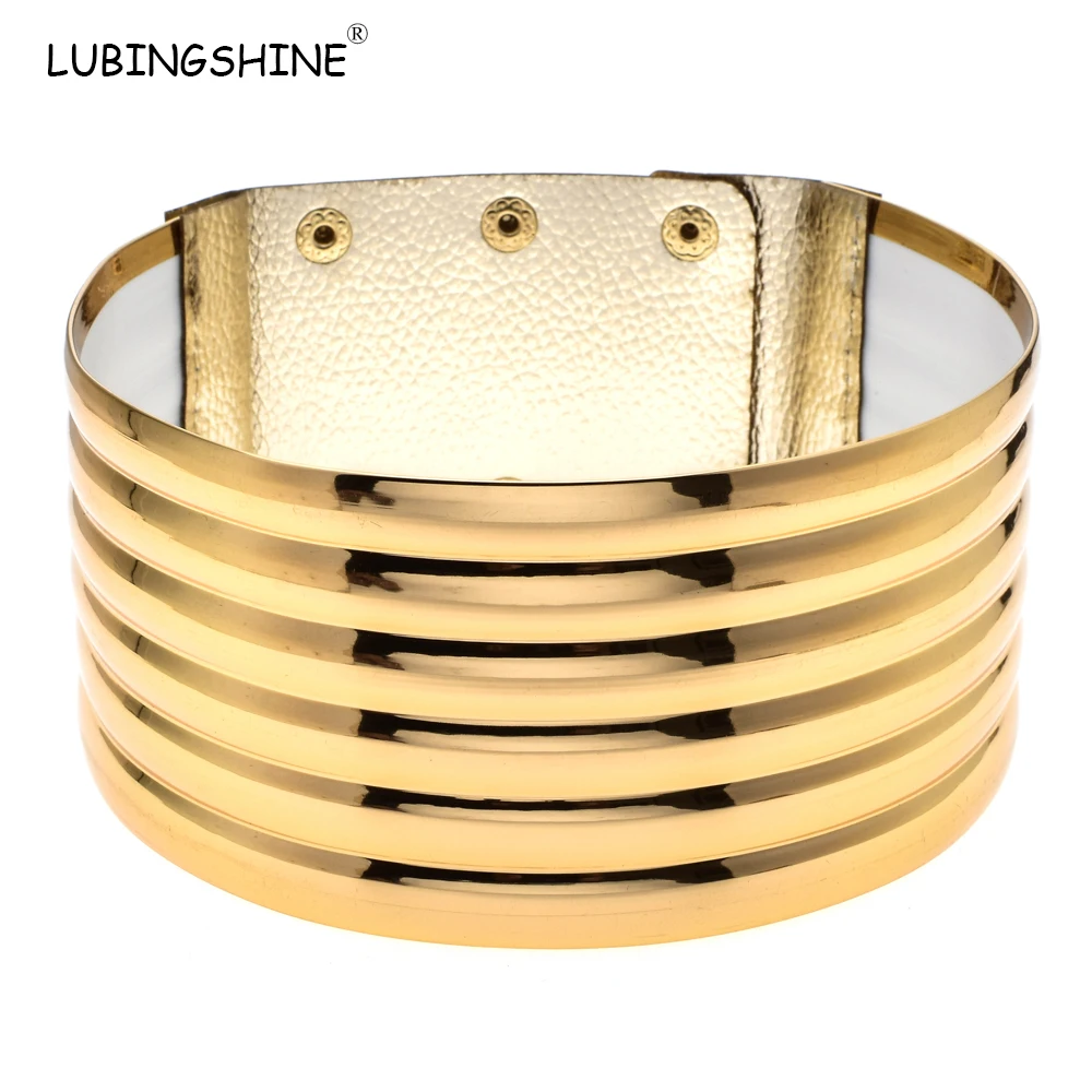 

LUBINGSHINE New Fashion Golden Necklace Chain Belt Adjustable Button Connection Wide Necklaces & Chokers For Women JJAL N1165