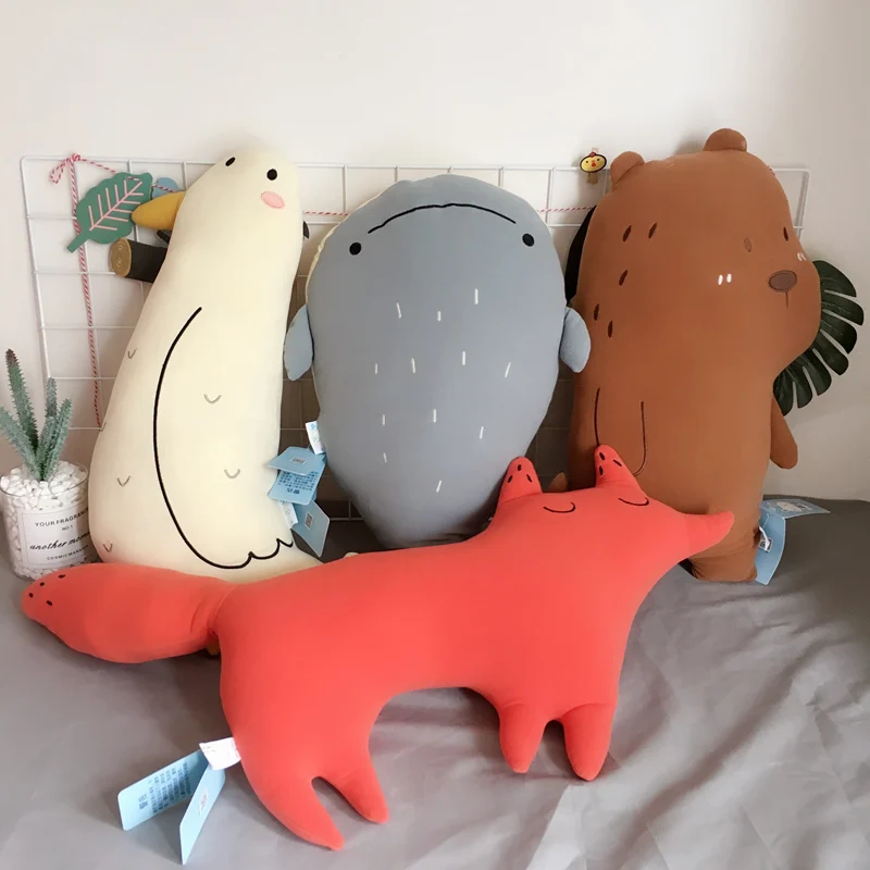 50/80 см Плюшевые игрушки Bear/Fox/Whale/Seabird мягкие плюшевые подушки куклы для животных в
