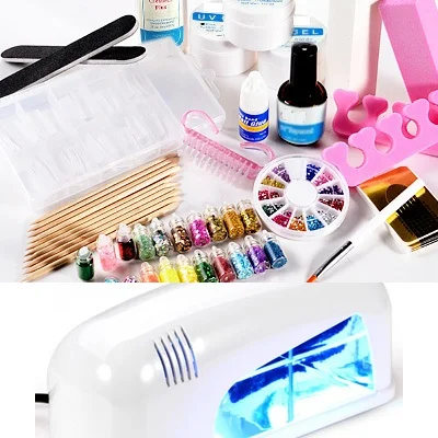 Полный набор для ультрафиолетовой обработки klt кисточка для ногтей искусство DIY Маникюрный набор+ 9 Вт Белый УФ-гель лампа-NA883