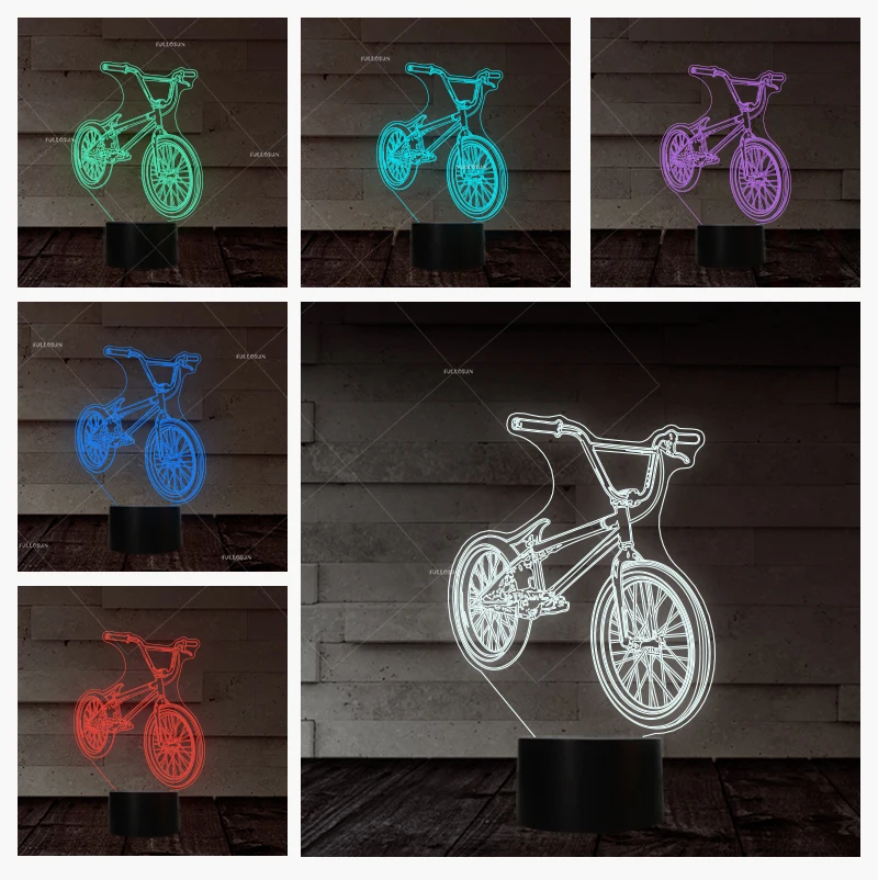 3D светодиодный ночной Светильник BMX, 7 цветов, изменяющий форму велосипеда, USB прикроватная настольная лампа для велосипеда, домашний декор, светильник для сна в спальню, подарок