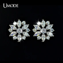 UMODE Подарок на день рождения для женщин, серьги-гвоздики, роскошный цветочный дизайн из фианитов круглой огранки и огранки Маркиз UE0018