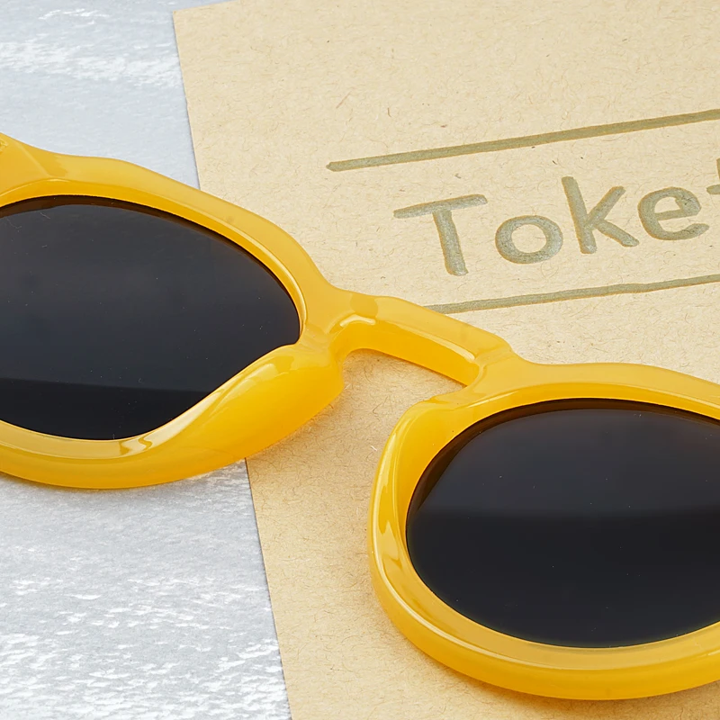 Toketorism Fashionable Women's Sunglasses Retro Design Quality Round Plastic Yellow Sunglasses  9133 ladies sunglasses