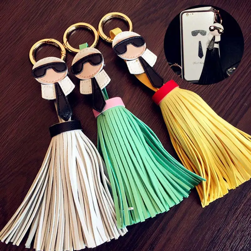 

High Quality Ornaments Trinket For Bag Cute 1PC Popular Key Chain Car Keyring Korean Creative Tassels For Women Leather Hot Sale