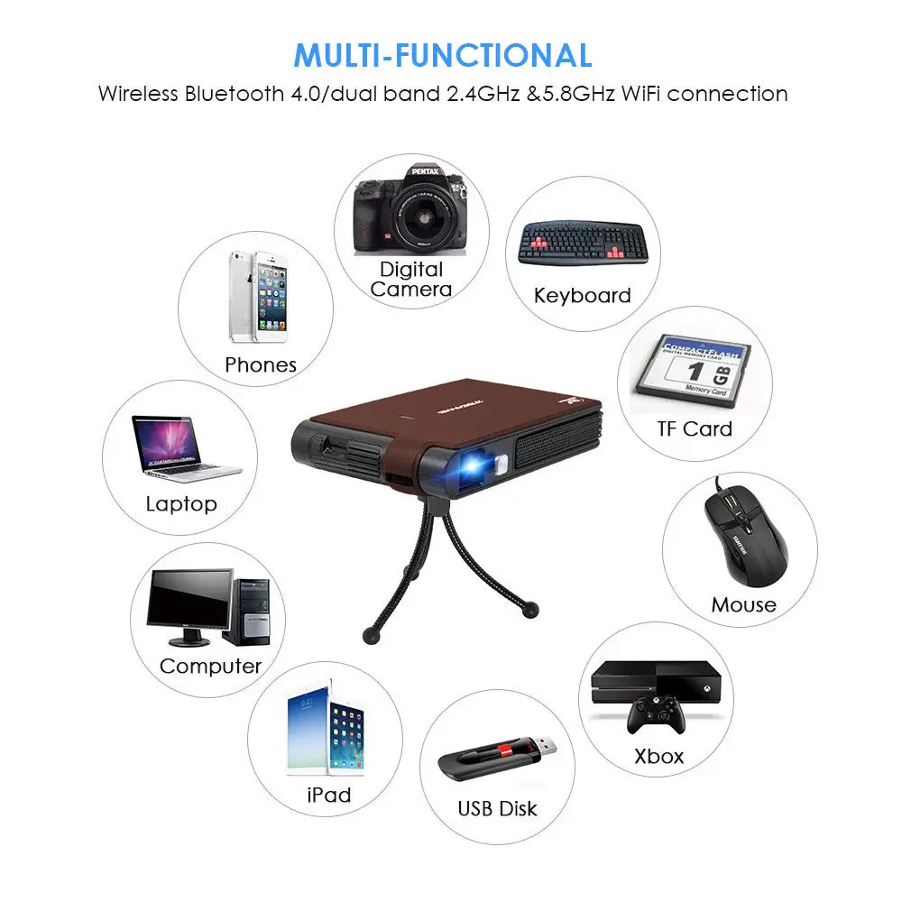 Sporting Tragbare Led Android Wifi Projektor Heimkino Bluetooth Miracast Airplay Projeksiyon Volle Hd Video Für Pc Tv Smartphone Unterhaltungselektronik Projektoren