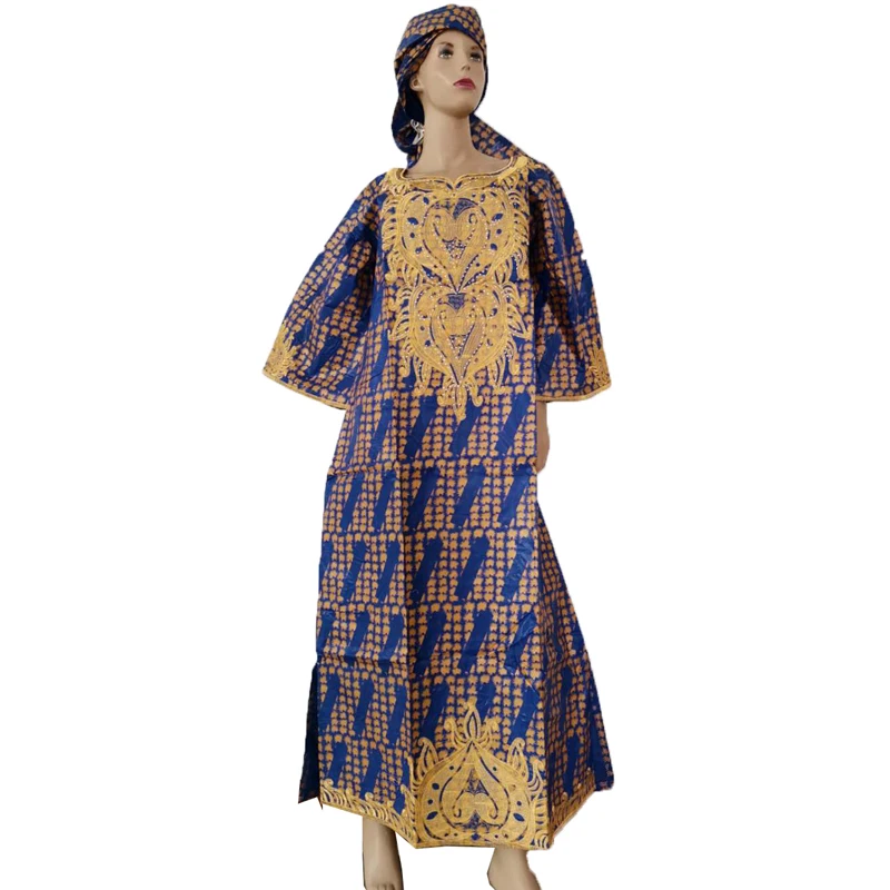 MD африканские платья для женщин 2019 Новые африканские Дашики вышивка платье плюс размер Дамская одежда с повязкой на голову