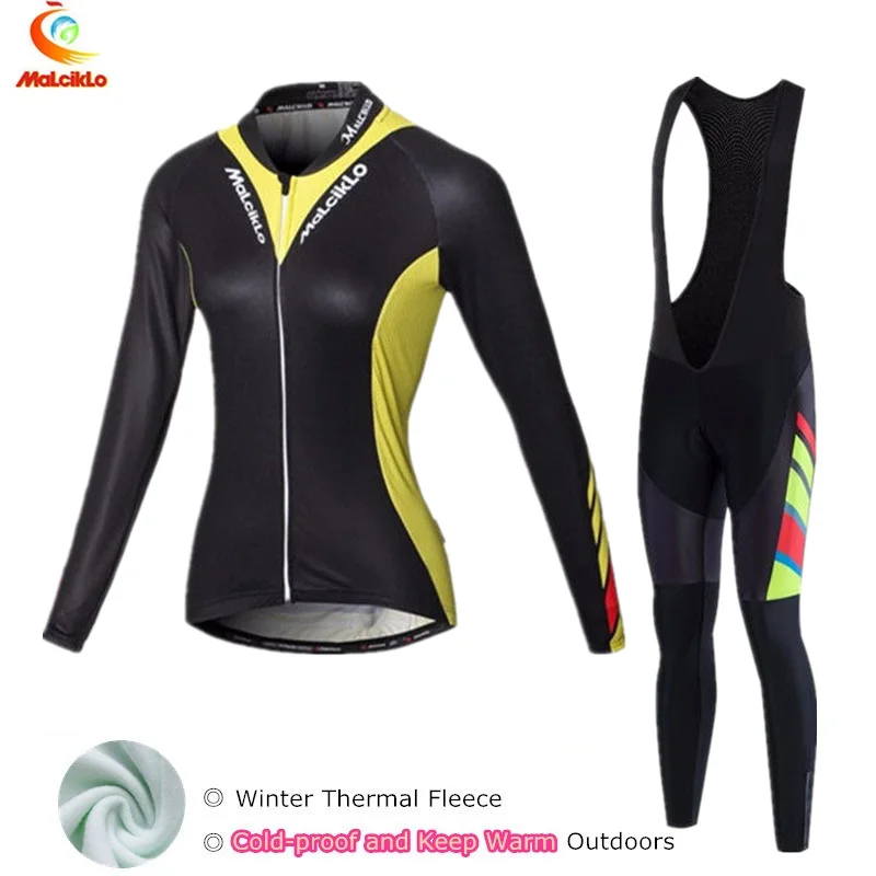 Black Women cycling clothing winter thermal bike jersey 2018 pro