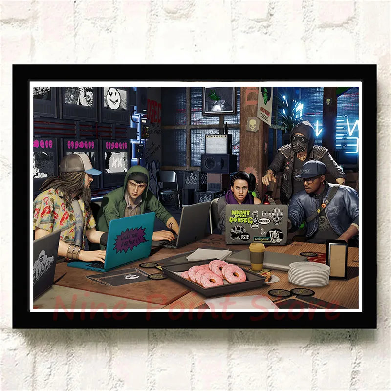 Watch Dogs бумажные плакаты с покрытием, игра, домашний интерьер, украшение, рисунок, ядро, наклейки на стену, бескаркасные