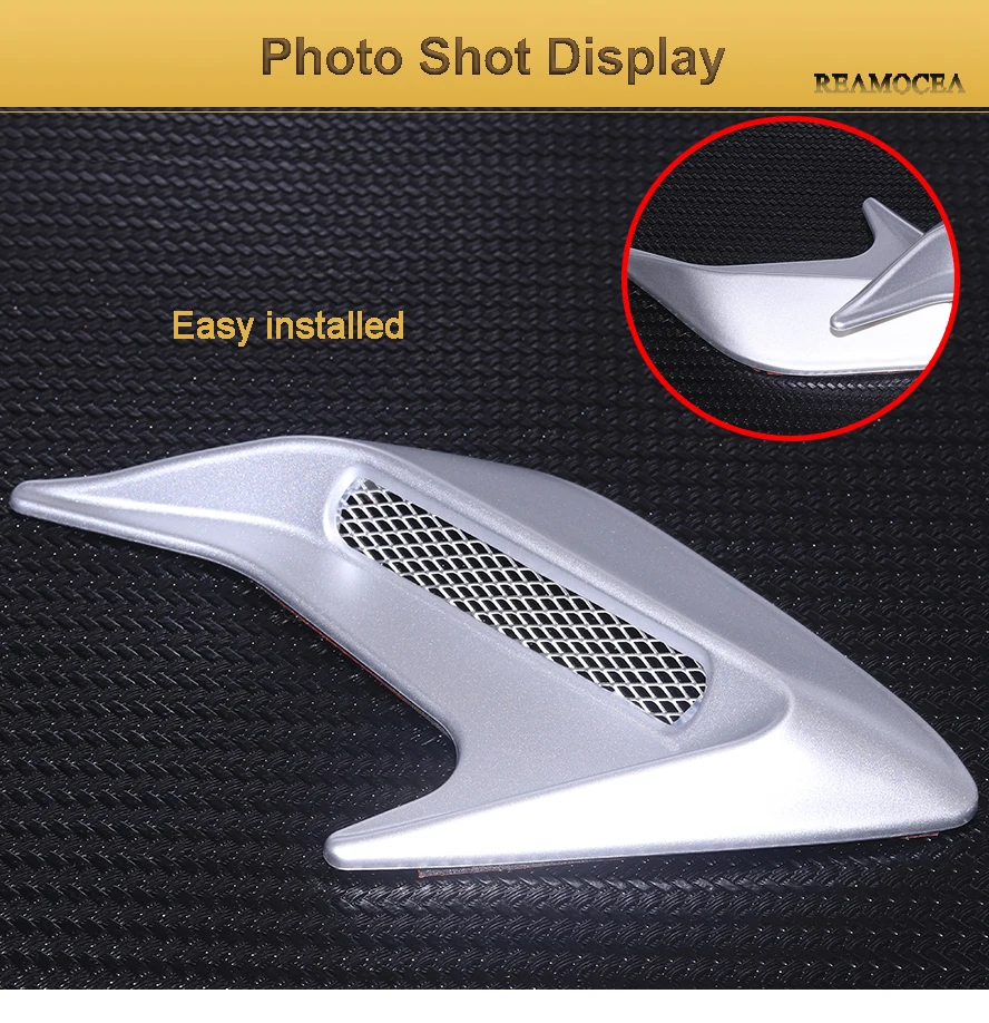 Reamocea 2Pcs Silver Car Side Air Vent Fender Cover Hole Intake Duct Flow Grille Decoration Sticker For VW Audi BMW Honda Benz (11)
