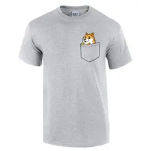 2017 New Doge Tee shirt homme de marque print T-shirt fashion pocket funny joke t shirt men and women funny cotton tee,GT168