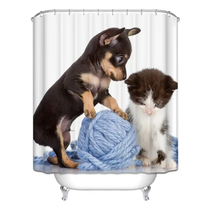 Home Decor Collection Row Of Hungry Dogs Cat Dog Wolf Panda Art Polyester Fabric Bathroom Shower Curtain Set With Hooks Home Decor Collection Row Of Hungry Dogs Cat Dog Wolf Panda Art Polyester Fabric Bathroom Shower Curtain Set With Hooks