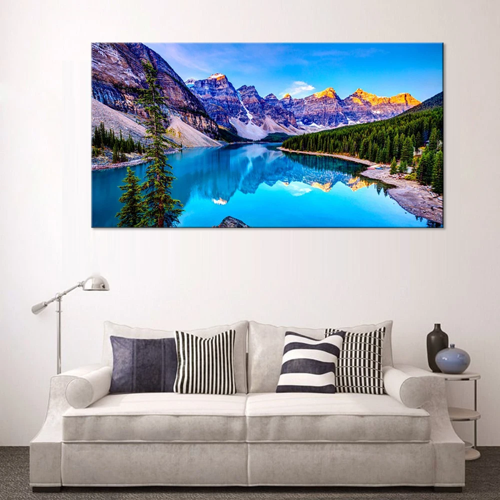 Beautiful Mountain River Landscape Painting Canvas Print Picture Wall Art Poster Home Decoration Frameless