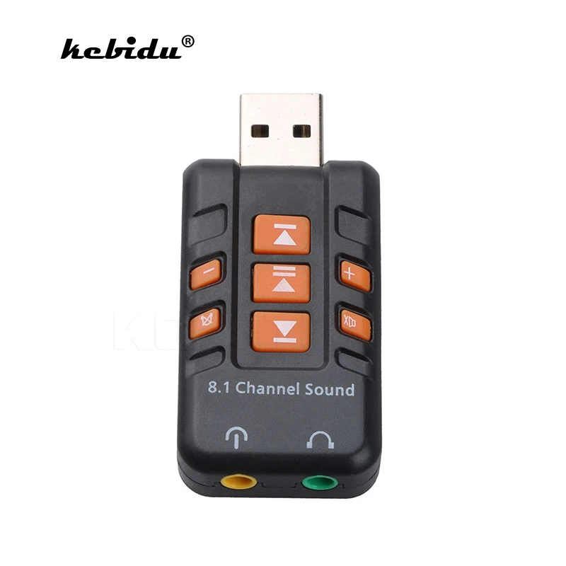 

kebidu USB Sound Card 8.1 Channel Virtual 3D Audio Adapter Amplifier Black Sound Cards for PC Computer Components