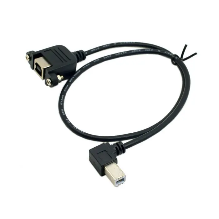 

90 Degree Angled USB B Printer Male to Female extension cable with screws for Panel Mount for printer & scaner