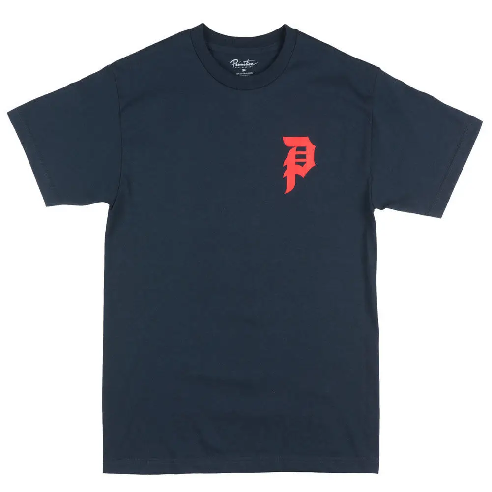 Примитивные Для мужчин грязные P Футболка синий с округлым вырезом Crewneck Костюмы