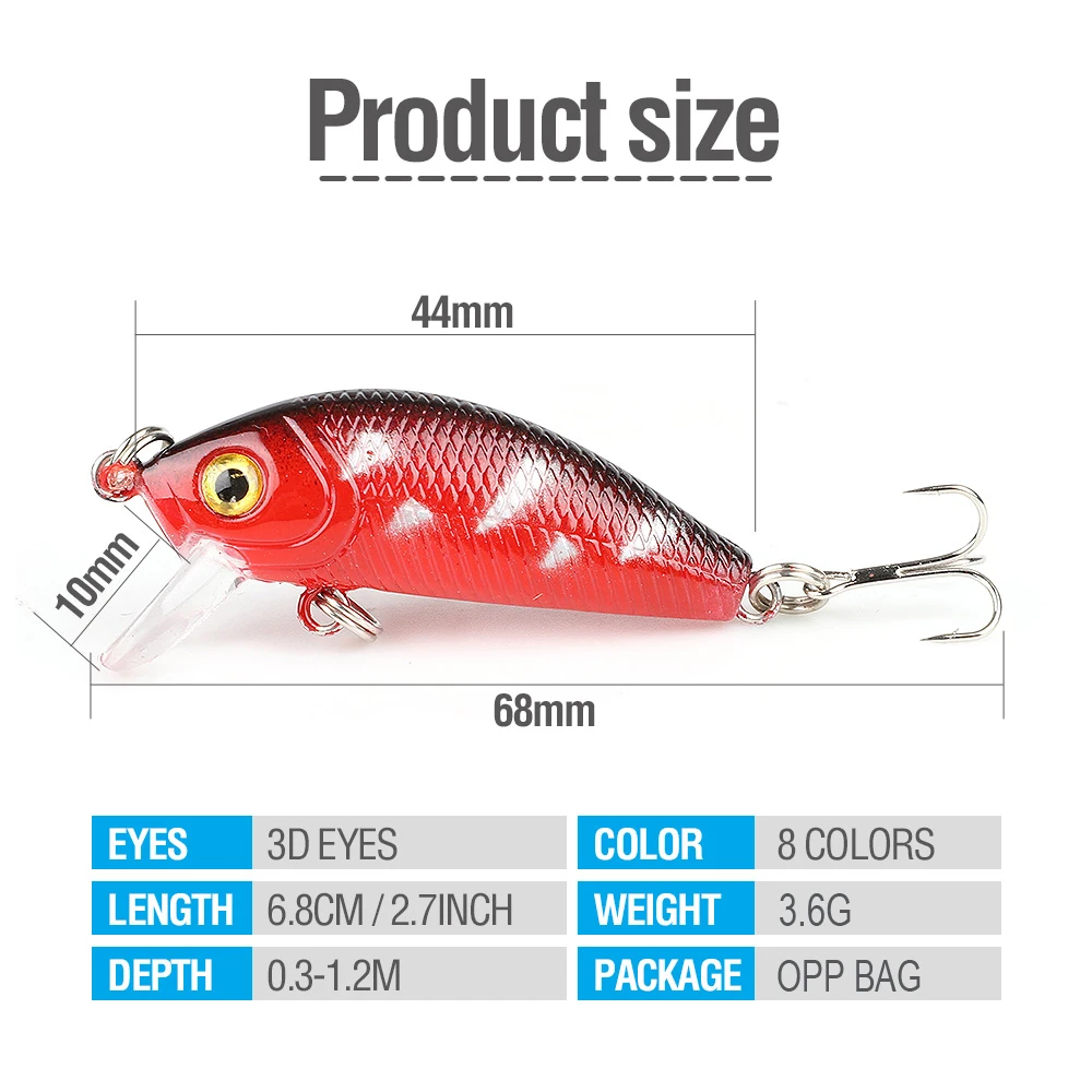 DONQI 2Pcs Minnow Crank Hard Fishing Lures Artificial Wobbler  Lifelike Plastic Crankbait Treble Hook Topwater Bass Tackle Bait主图05(1)