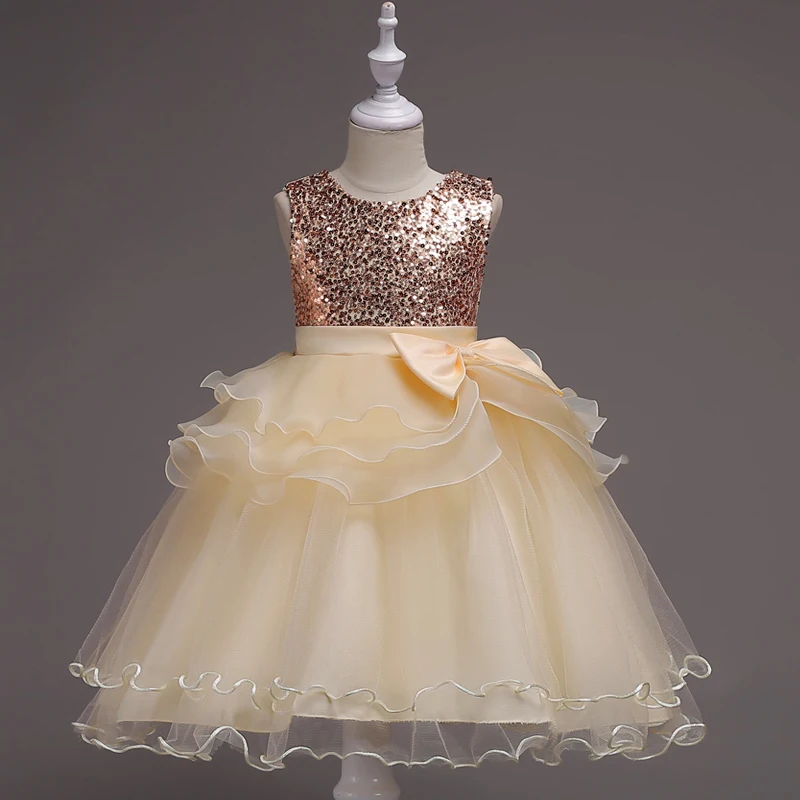 

New Girls Flower Girl Dress 2019 Pearls Birthday Wedding Party Princess Dresses Kids White Tutu Mesh Costume Children Clothes