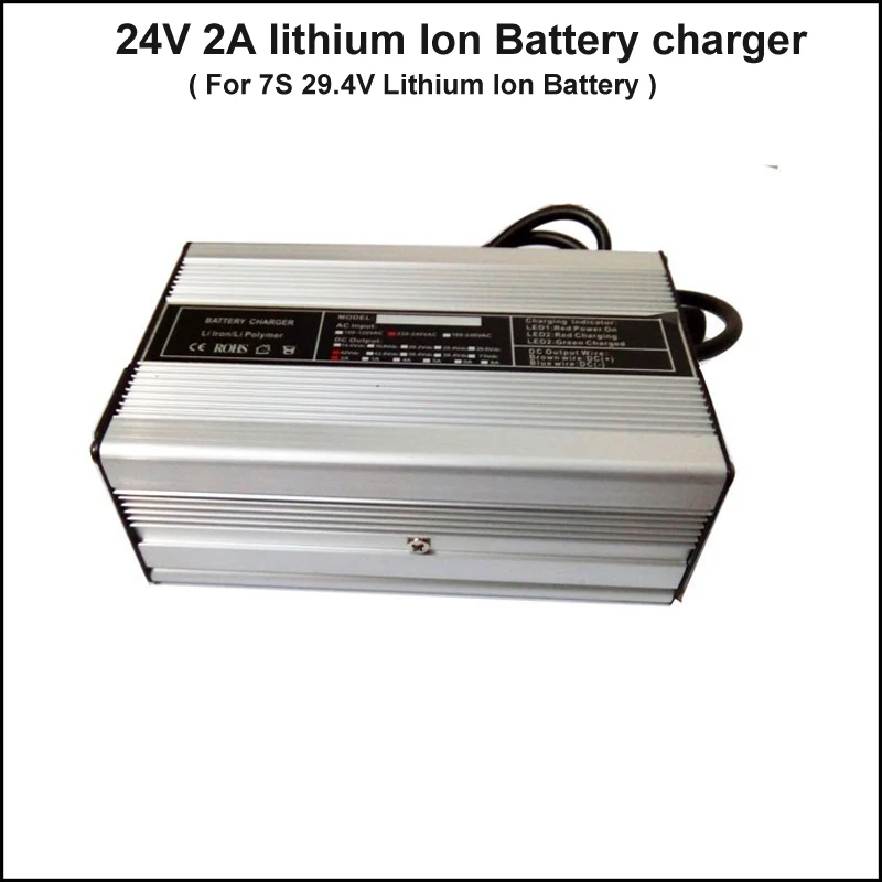 

24V 7S electric bike lithium ion battery charger 29.4V ebike battery charger 24V electric bike battery charger with 2A current
