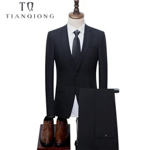 TIAN QIONG, мужские черные костюмы на заказ, 2 шт., на пике, с лацканами, две пуговицы, деловые костюмы для джентльменов, набор,, новейший костюм для отдыха