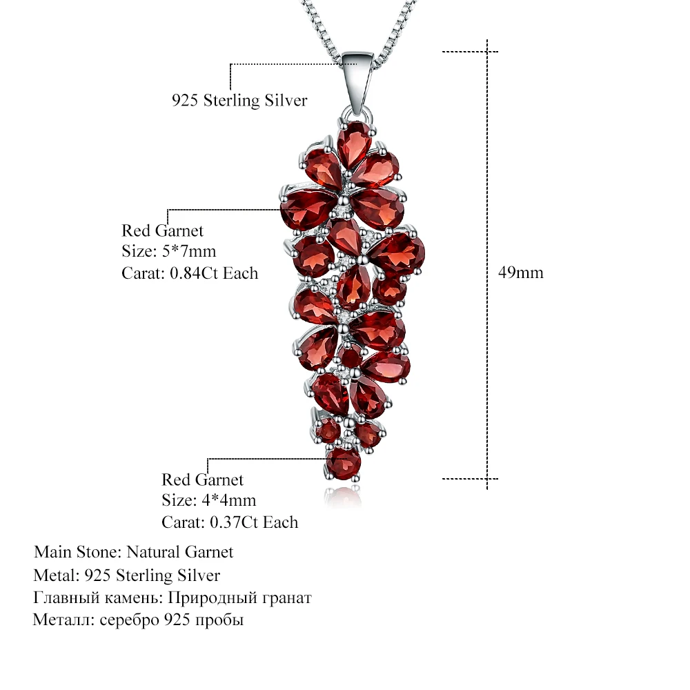 GEM'S BALLET 10.56Ct натуральный красный гранат драгоценный камень винтажное ожерелье с подвеской 925 пробы серебро ювелирные украшения для женщин Свадебные