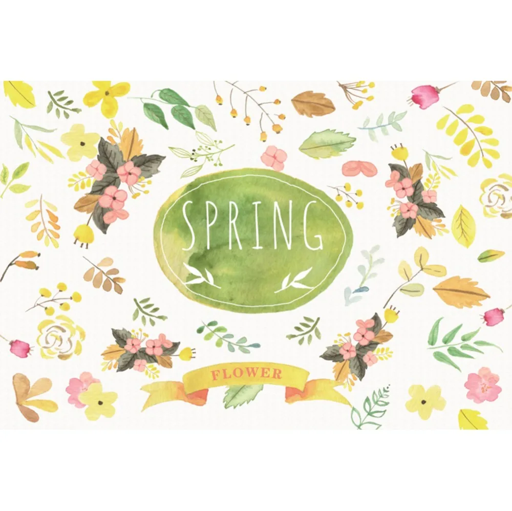 

Laeacco Spring Flowers Leaves Watercolor Painting Baby Photography Background Customized Photographic Backdrops For Photo Studio