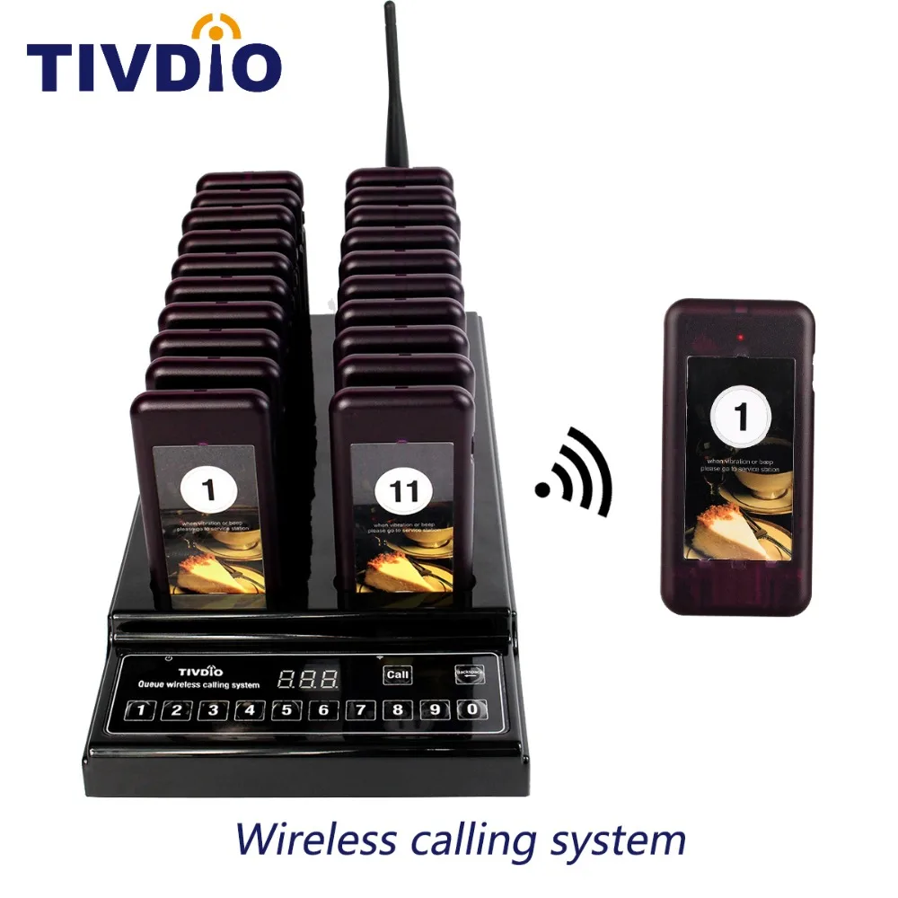 TIVDIO T 112 999 Channel 20 Call Coaster Pager Wireless Queuing System