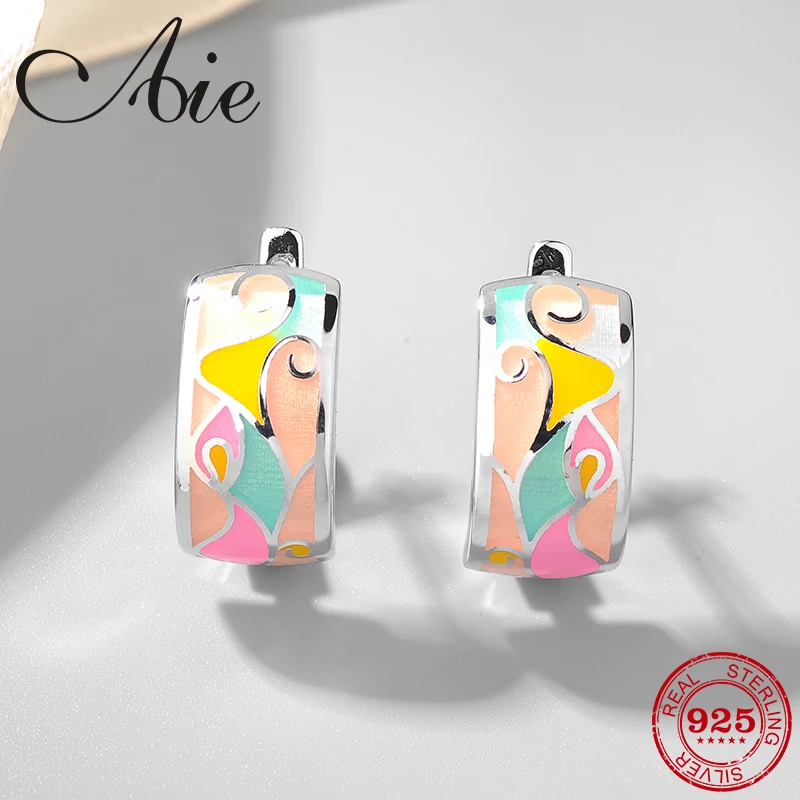 

New 925 Sterling Silver gorgeous like fairy tale grass pattern DIY colourful Enamel fine Stud Earrings Party Jewelry