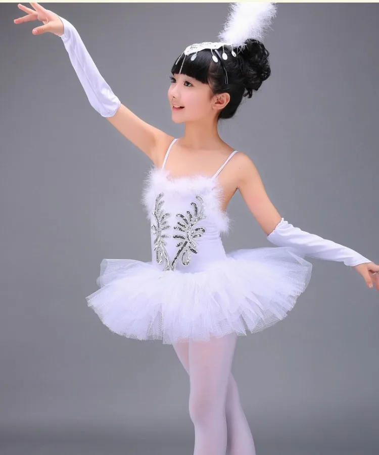 

White Girl Ballet Swan Dress Girls Ballroom Dress For Girl Ballet Dancing Costume For Girls Performance Ballroom Dance Dress