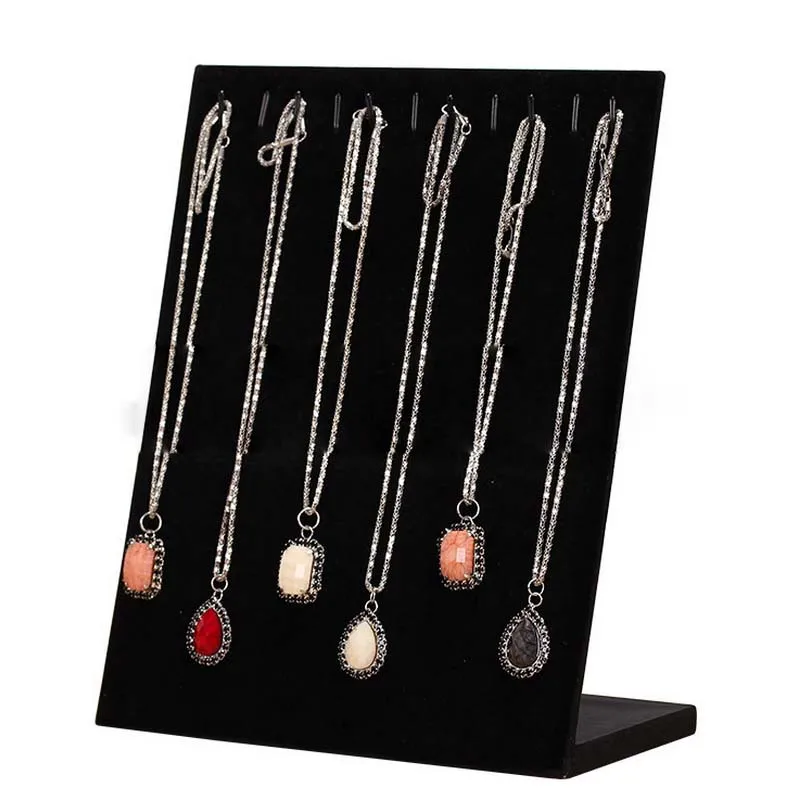 Jewelry Frame Red Black Velvet Necklace Holder Pendant Display Stand