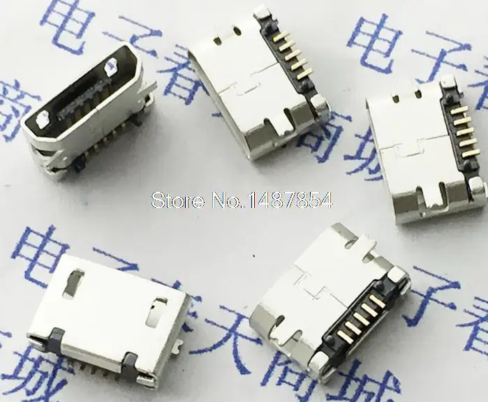 Новинка 100 шт./лот Micro usb Тип B Женский 5Pin разъем SMT печатной платы | Обустройство