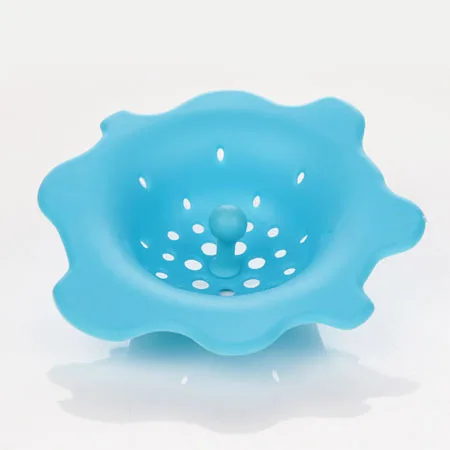 Meltset Силиконовый Фильтр для слива в форме цветка, фильтр для кухонной раковины, 1 шт., круглая крышка для слива кухонной раковины, пробка - Цвет: Blue