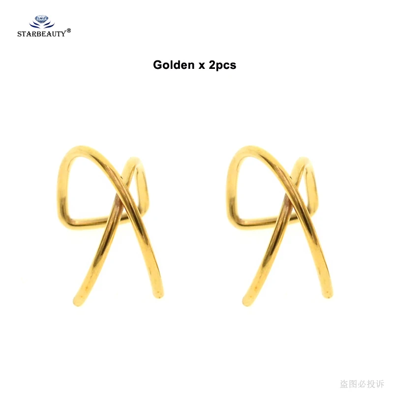 2 шт., крутой X Крест, поддельный пирсинг спираль, пирсинг, кольцо для губ, пирсинг de Orelha, поддельные серьги, манжета, ювелирные изделия из нержавеющей стали - Окраска металла: Golden x 2pcs