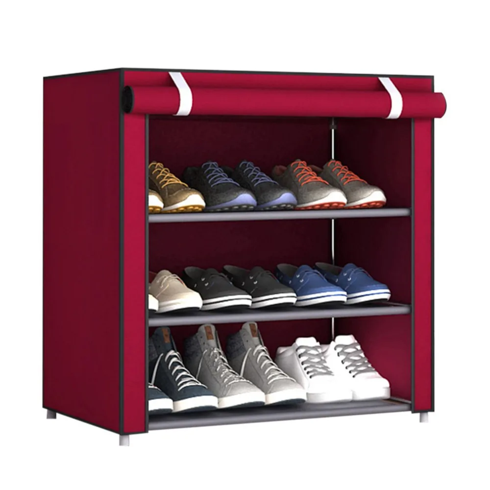 Пылезащитный большой размер нетканый Тканевый шкаф для обуви Органайзер для дома спальня шкаф для обуви Полка Шкаф красный