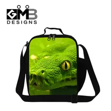 Индивидуальный изолированный обед мешок для детей, школьные, змея 3D узор обеденный контейнер для женщин офисные, индивидуальный заказ, мужские стильные рабочие пакет для еды