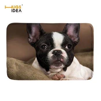 

HUGSIDEA Animal Boston Terrier 3D Print Carpets Warmer Soft Flannel Doormat Rugs for Bedroom Decor Non-slip Bathroom Floor Mats